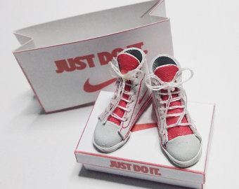 Dolls House Miniature High Top Sneaker Shoes 1/12th scale (image for) Dolls House Miniature High Top Sneaker Shoes 1/12th scale